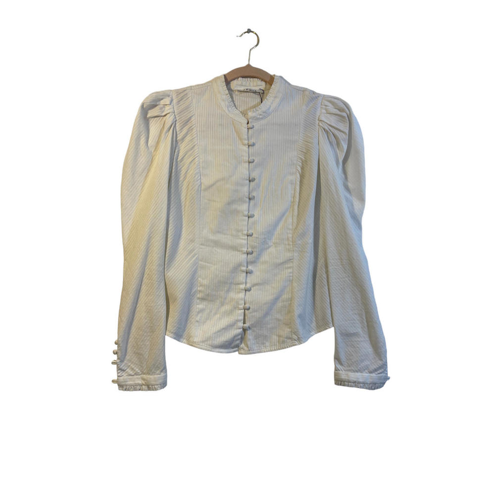 Frame button down shirt with puff sleeves
